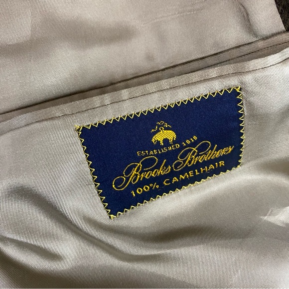 Vintage Brooks Brothers Sport Coat Blazer Jacket Mens sz 44 Camel Hair Plaid USA - Picture 10 of 16